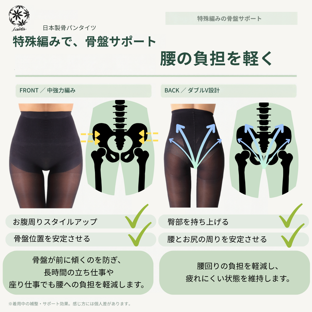 日本製 骨盤サポートタイツ 40デニール SHAPE HUG SLIM